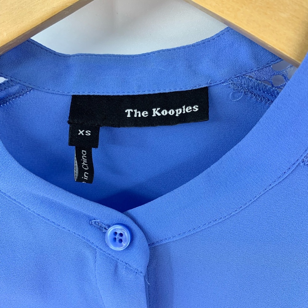 The Kooples Lace Blouse Blue Button Down Shirt Top - Picture 5 of 7